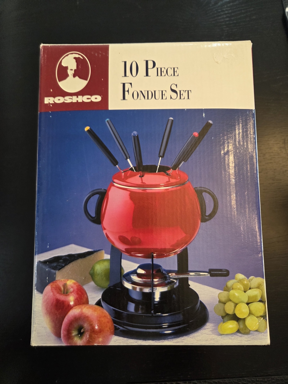 Red 10-Piece Fondue Set with Color-Tipped Forks